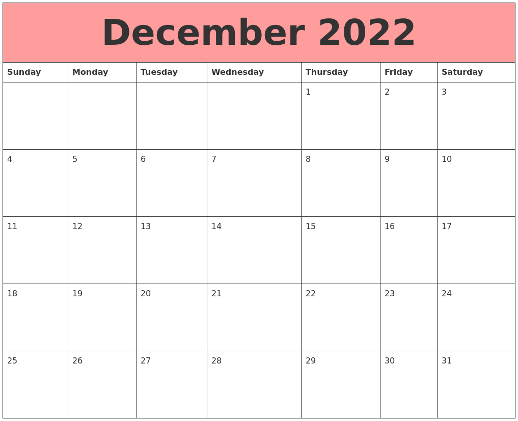 December 2022 Calendars That Work