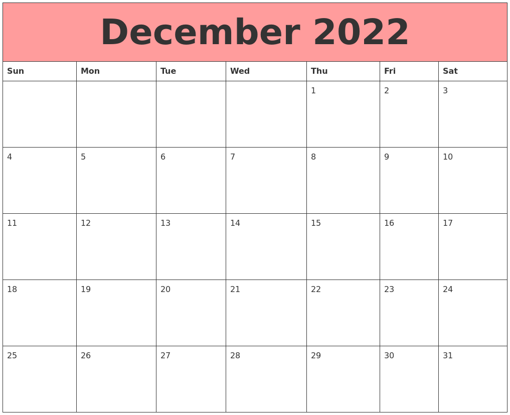 December 2022 Calendars That Work