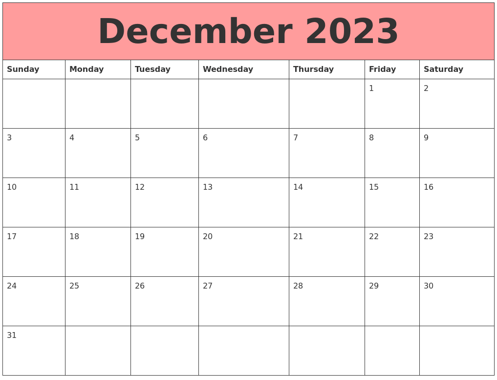 December 2023 Calendars That Work