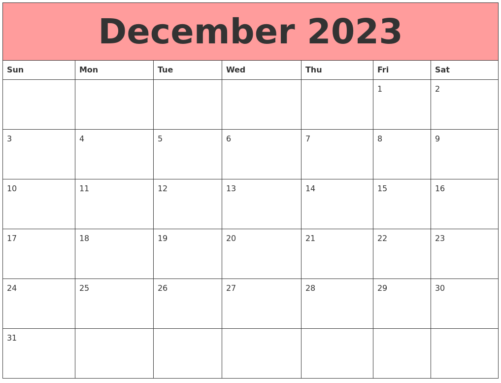 December 2023 Calendars That Work