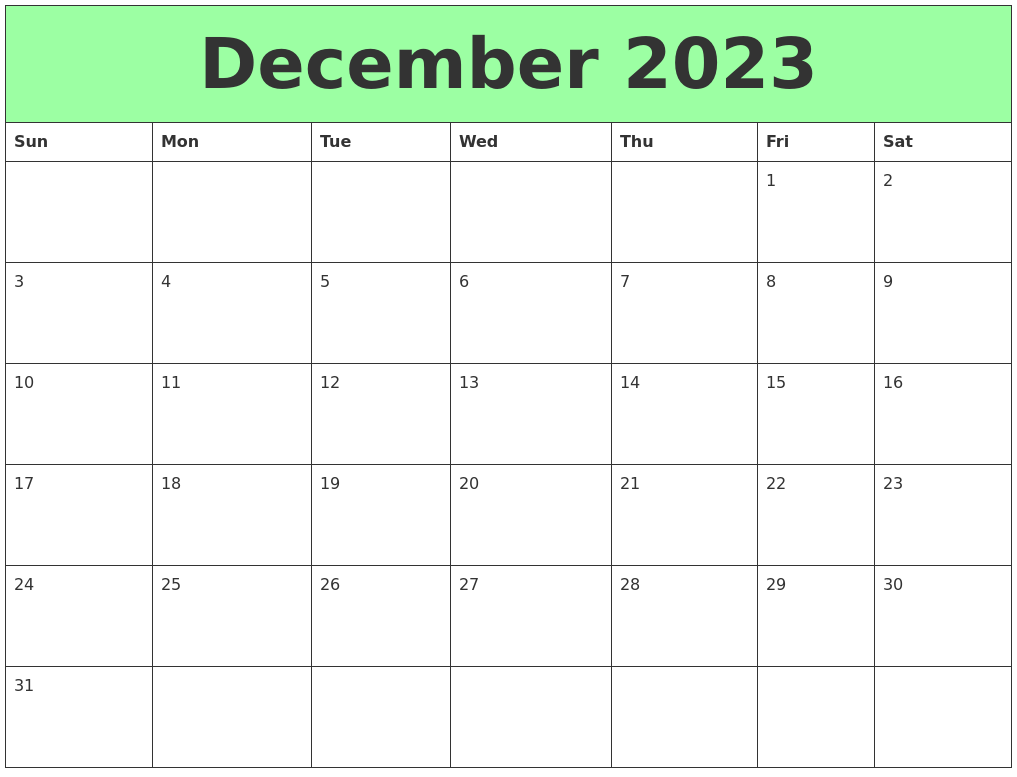 December 2023 Printable Calendars