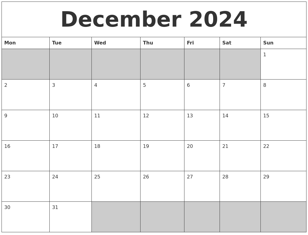 december 2024 calendar free blank printable with holidays december