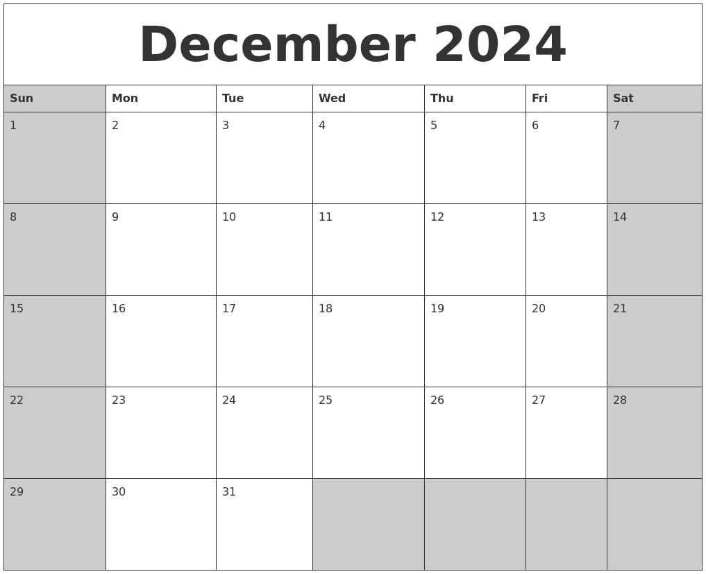 December 2024 Calanders