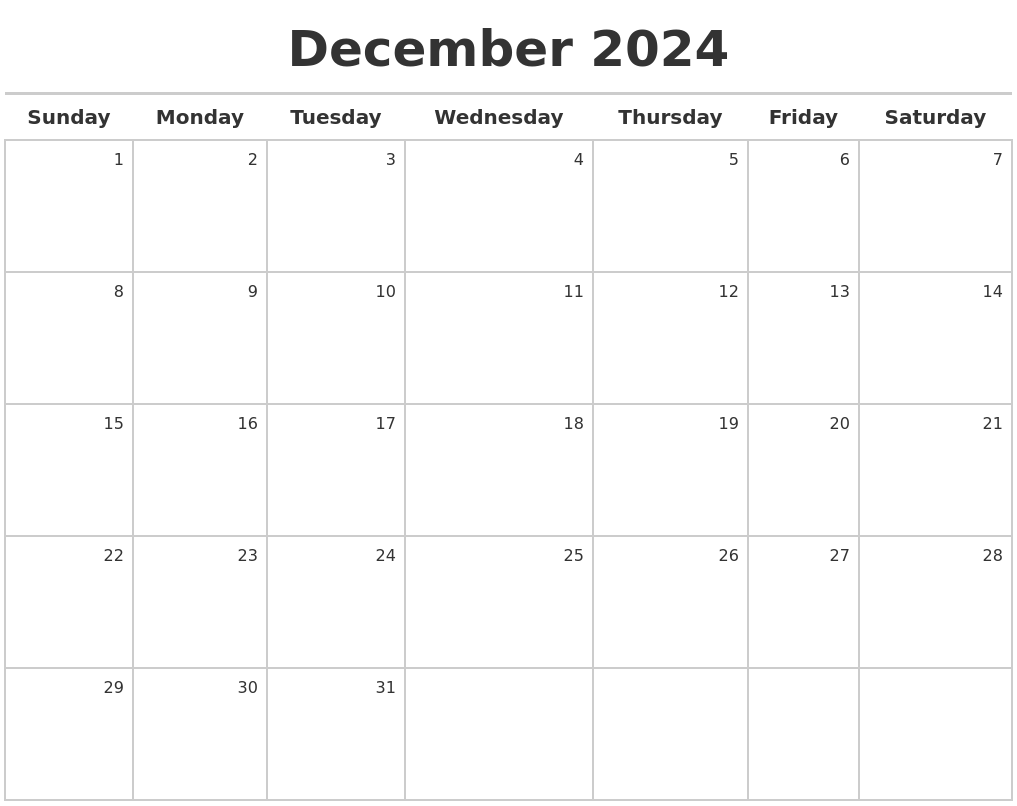 December 2024 Calendar Maker