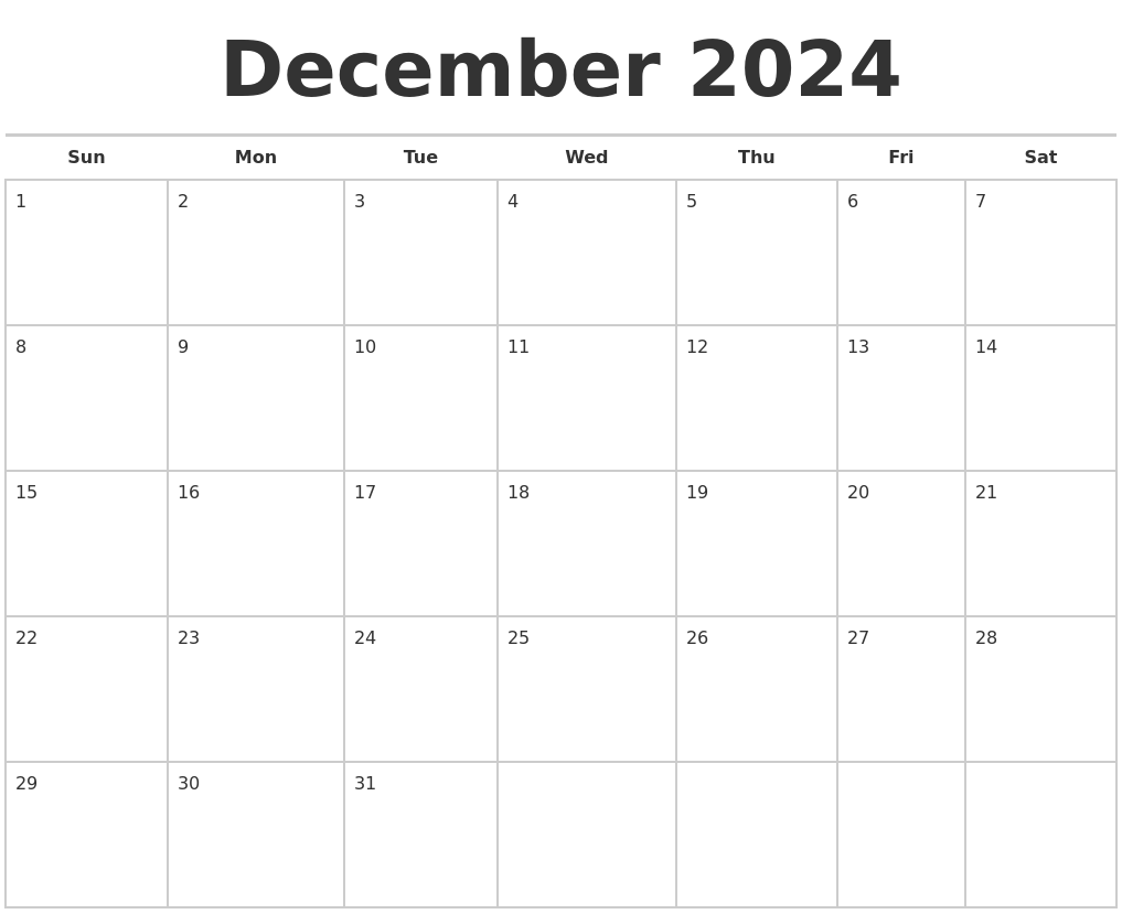 December 2024 Calendars Free