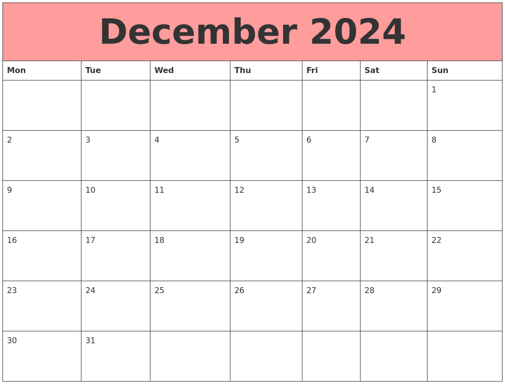 December 2024 Calendars That Work
