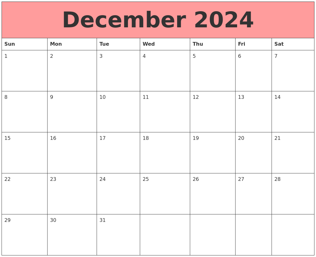 December 2024 Calendars That Work