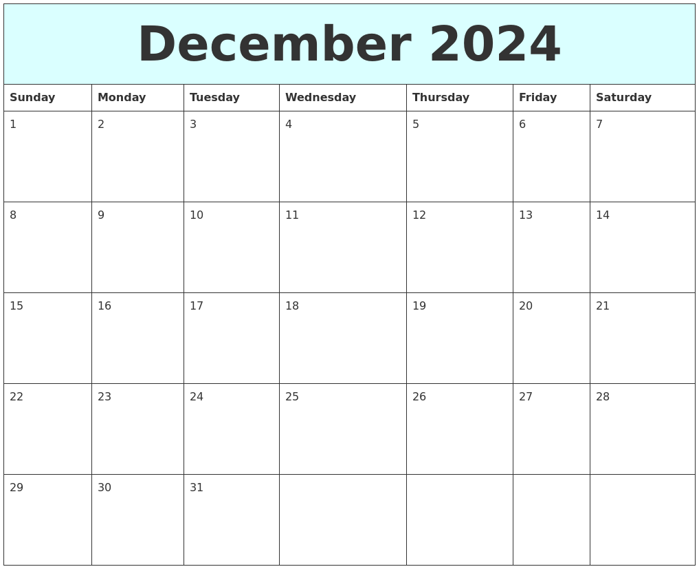 December 2024 Free Calendar