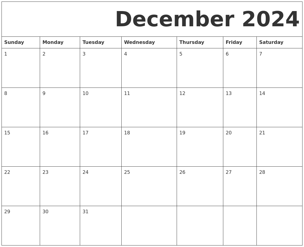 December 2024 Free Printable Calendar