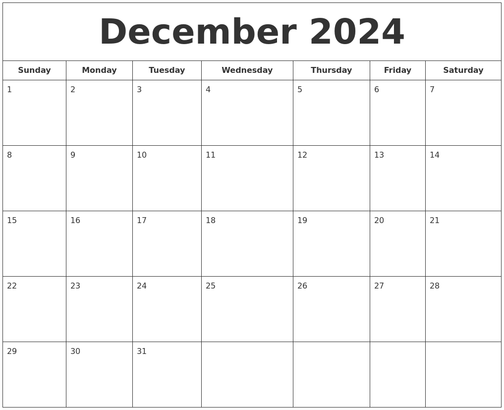 December 2024 Printable Calendar