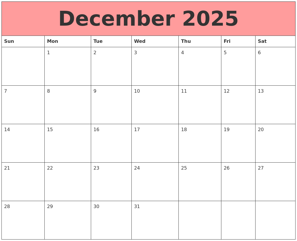 December 2025 Calendars That Work