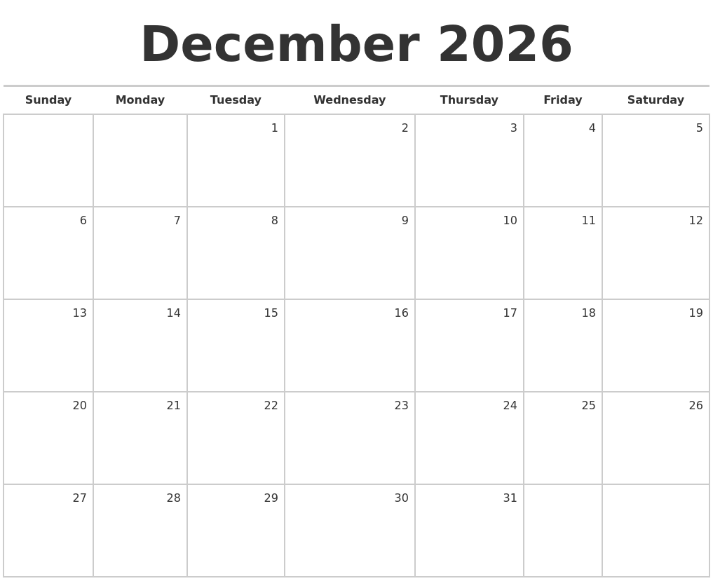 december-2026-blank-monthly-calendar