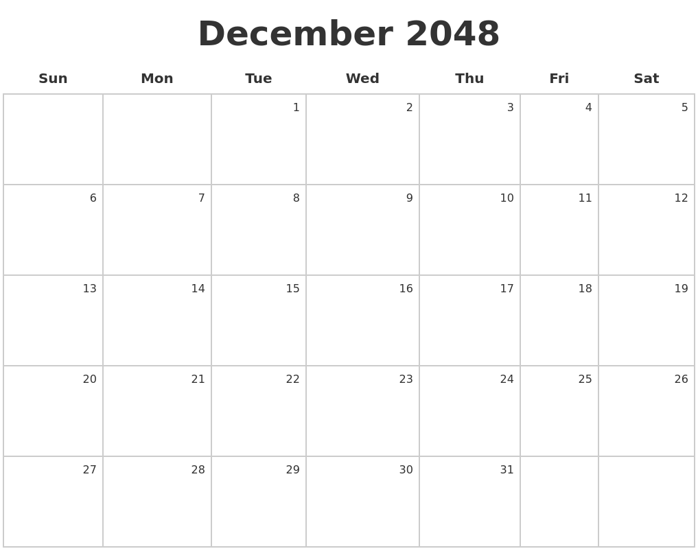 December 2048 Make A Calendar