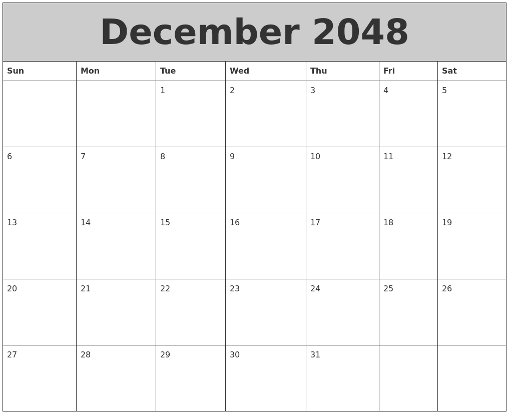 December 2048 My Calendar