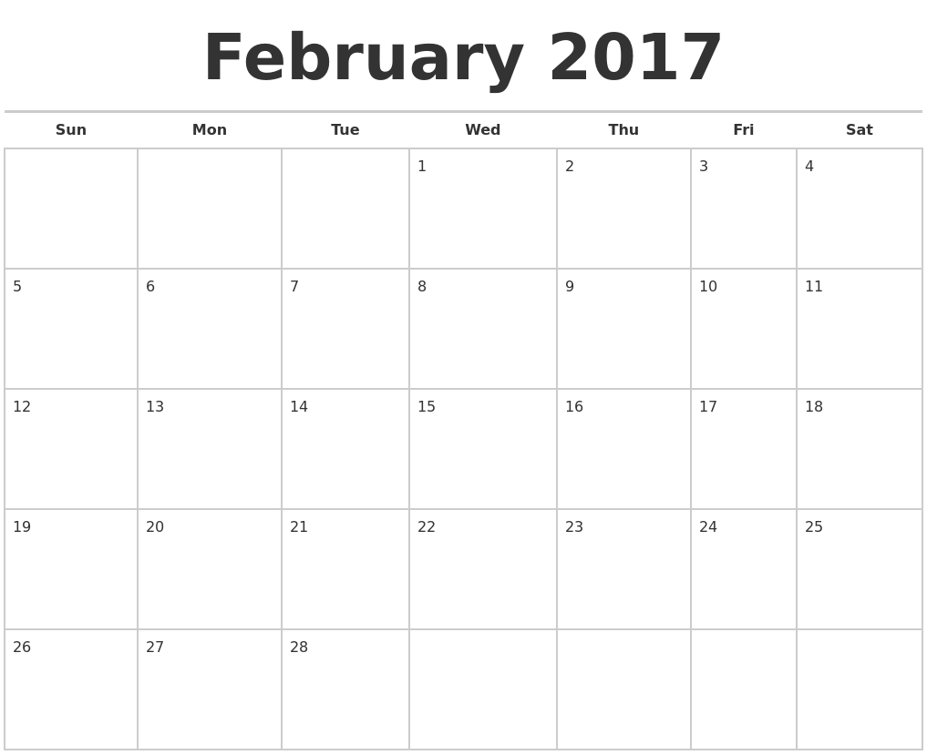 february 2017 calendars free