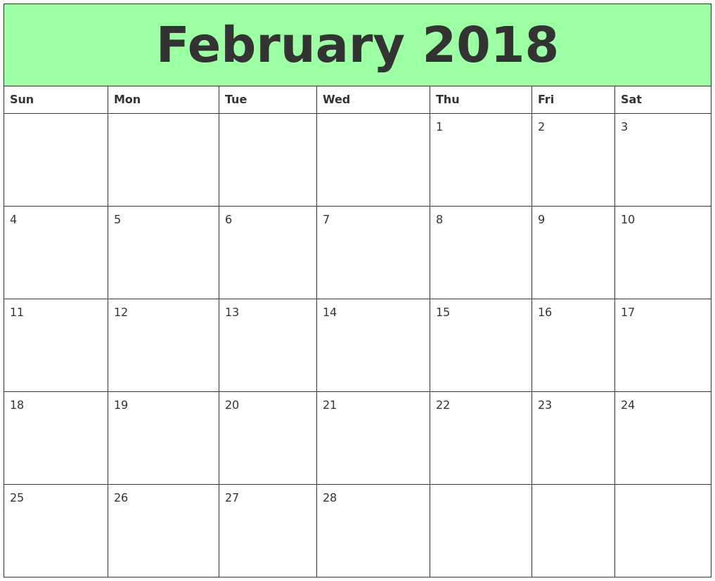 blank calendar for august 2018
