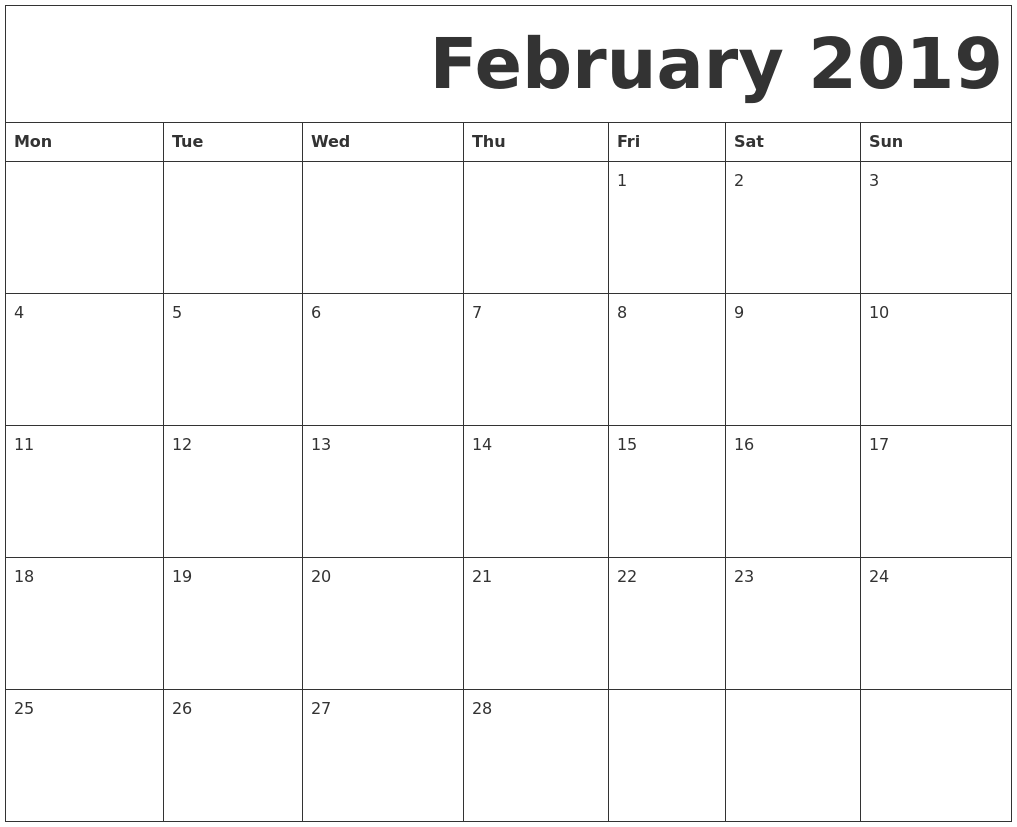 february 2019 free printable calendar calendars printable free