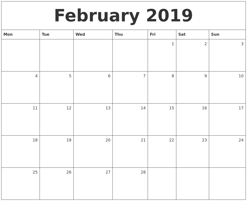 printable monthly calender