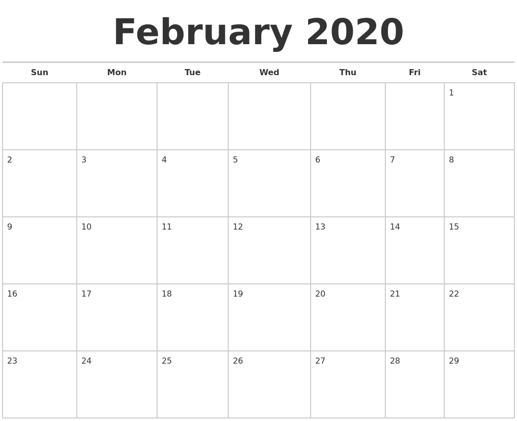 april 2020 month calendar february printable calendar 2020