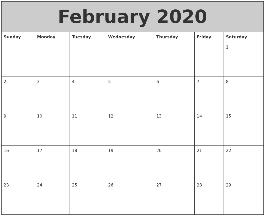 february 2020 my calendar calendar 2020 february