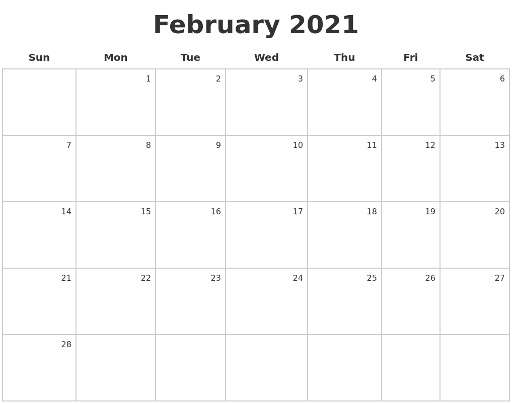 March 2021 Printable Blank Calendar