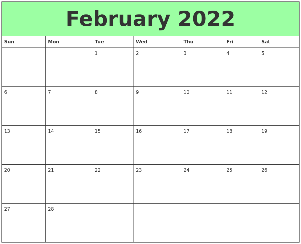 February 2022 Printable Calendars