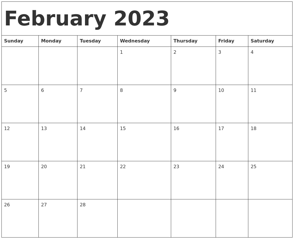 February 2023 Calendar Template