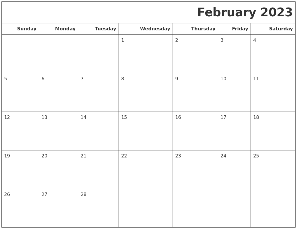 February 2023 Calendars To Print