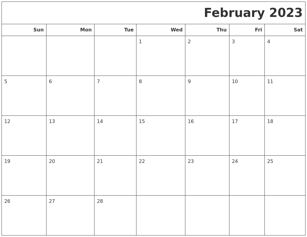 February 2023 Calendars To Print