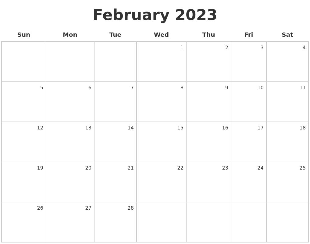 February 2023 Make A Calendar