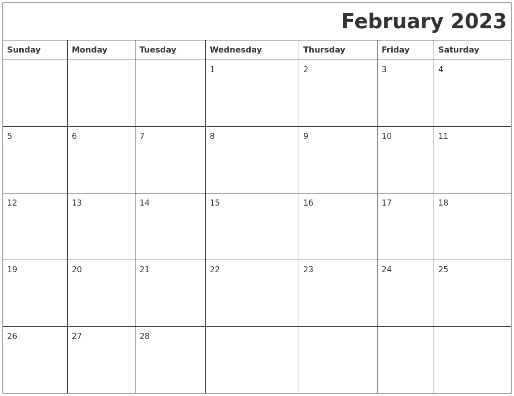 February 2023 Printable Calender