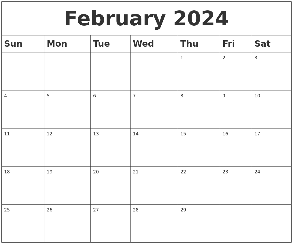 February 2024 Blank Calendar