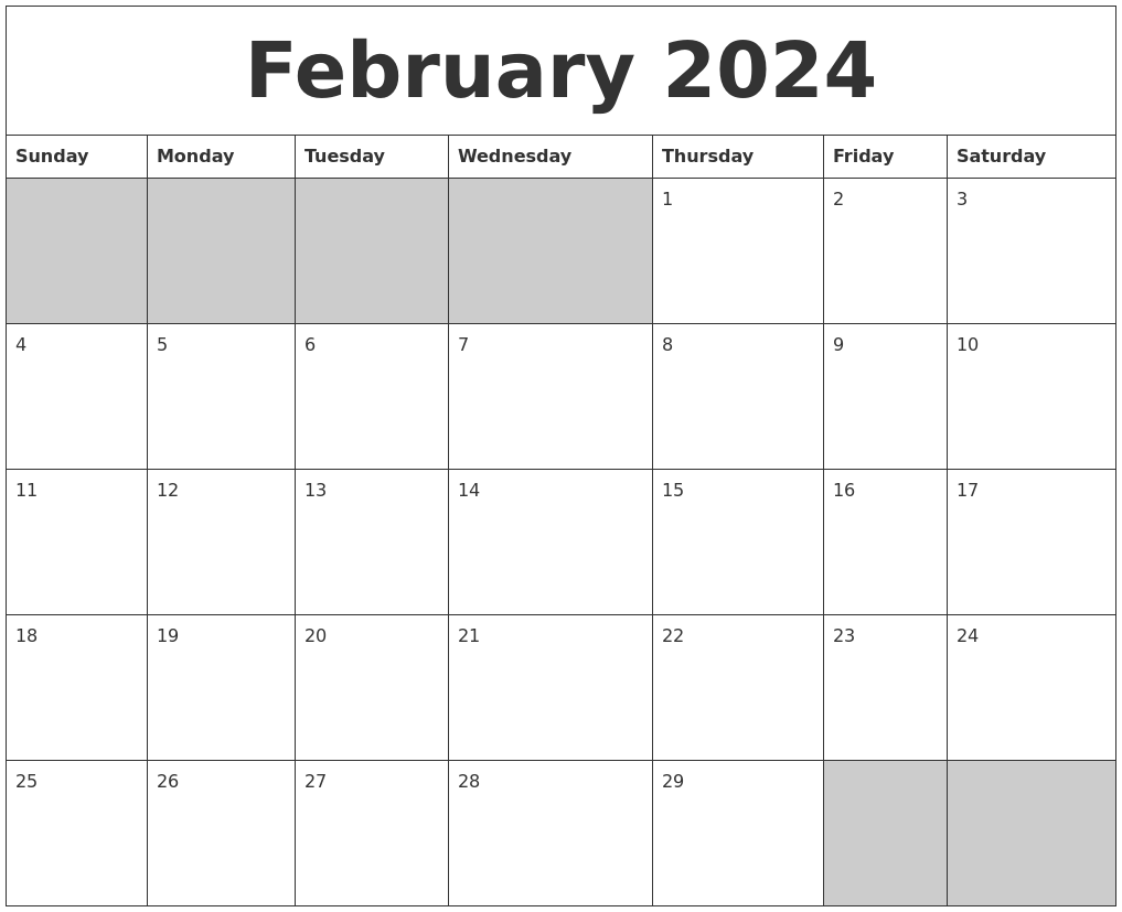 February 2025 Blank Printable Calendar