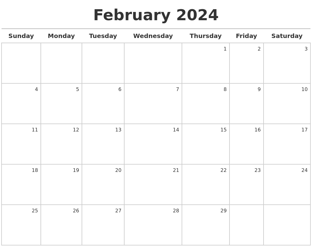 February 2024 Calendar Maker