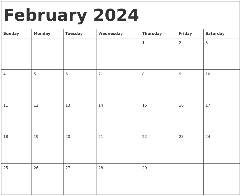 Free Printable February 2024 Calendar With Holidays