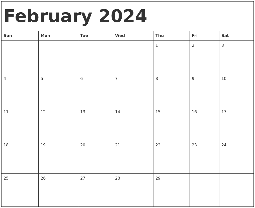 February 2024 Calendar Template