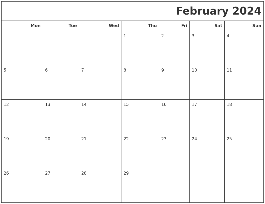 February 2024 Calendars To Print