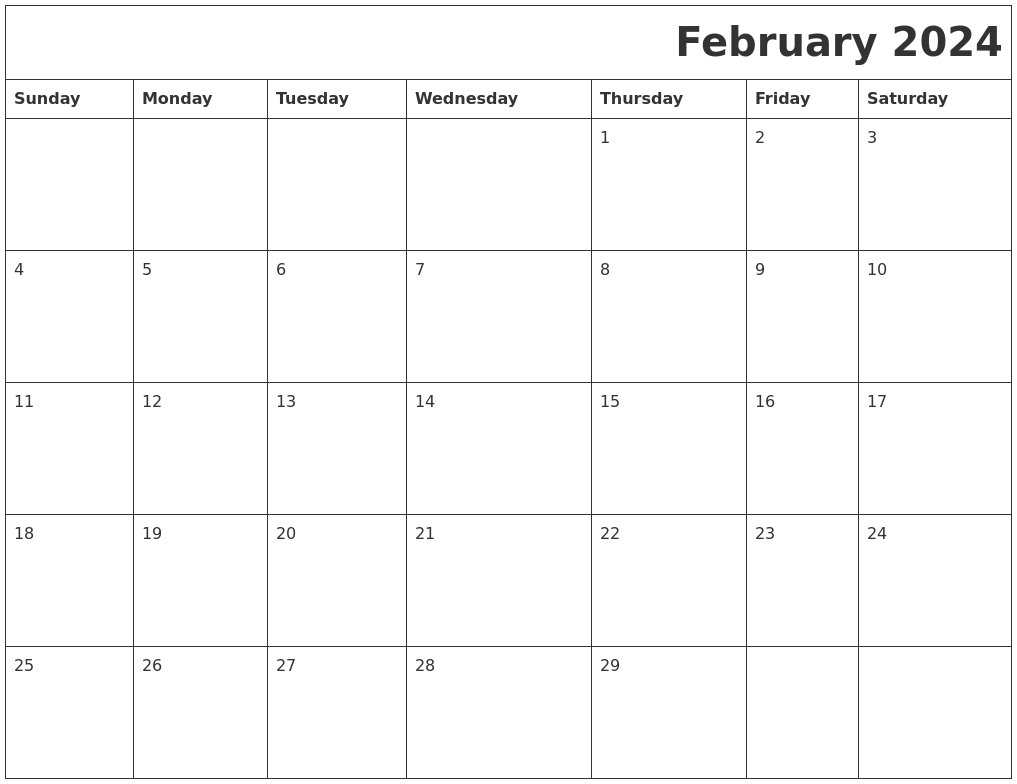 February 2024 Download Calendar