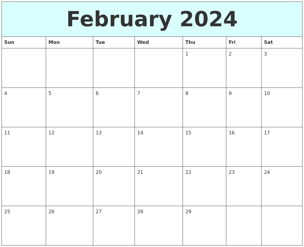 February 2024 Free Calendar