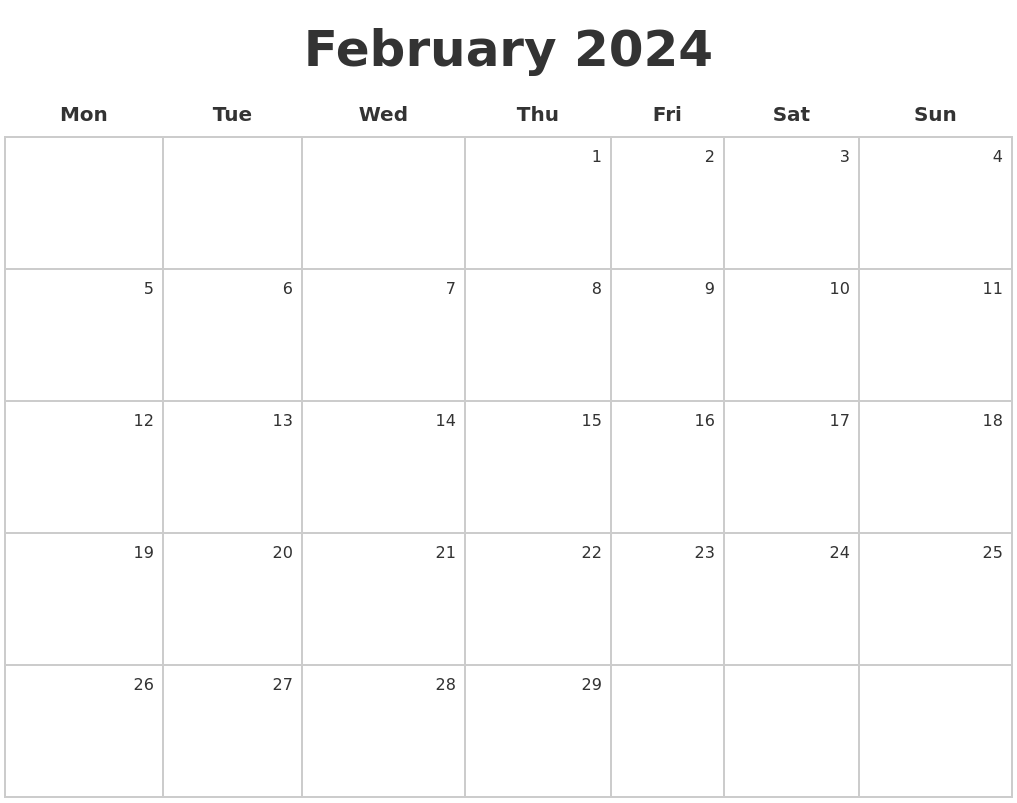 February 2024 Make A Calendar