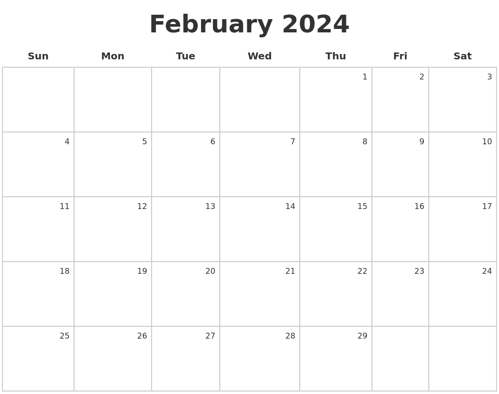 February 2024 Make A Calendar
