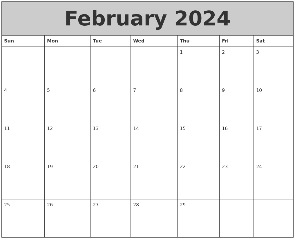 February 2024 My Calendar