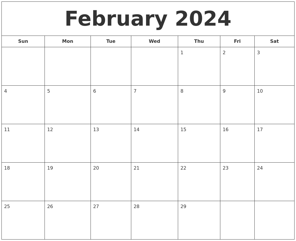 February 2024 Printable Calendar