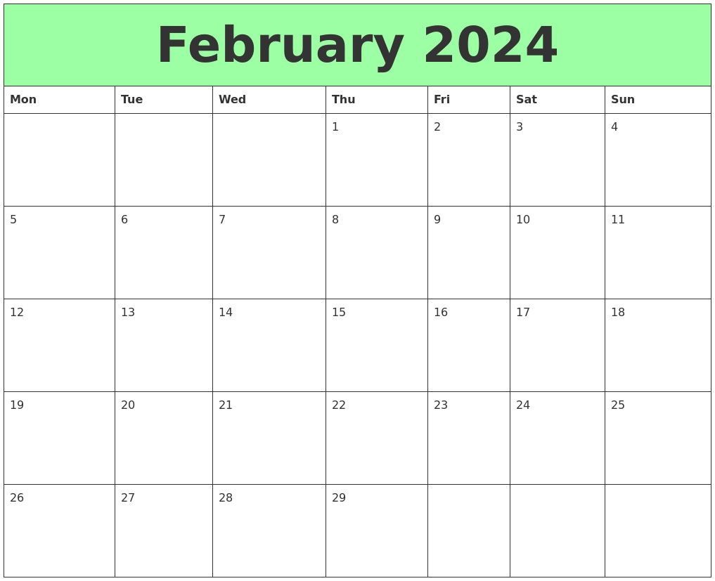 February 2024 Printable Calendars