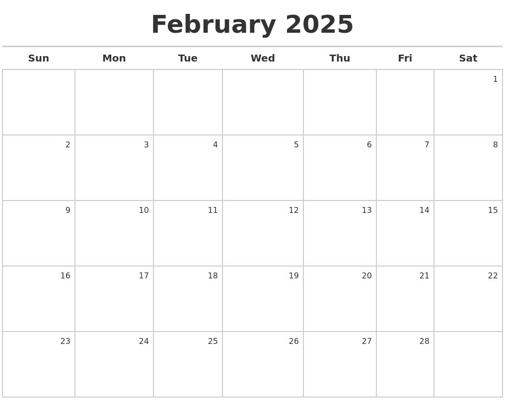 February 2025 Calendar Maker
