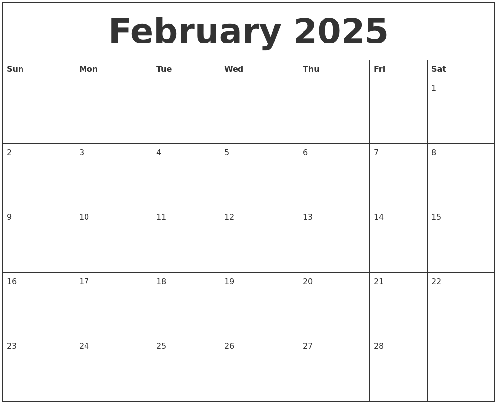 February 2025 Calendar