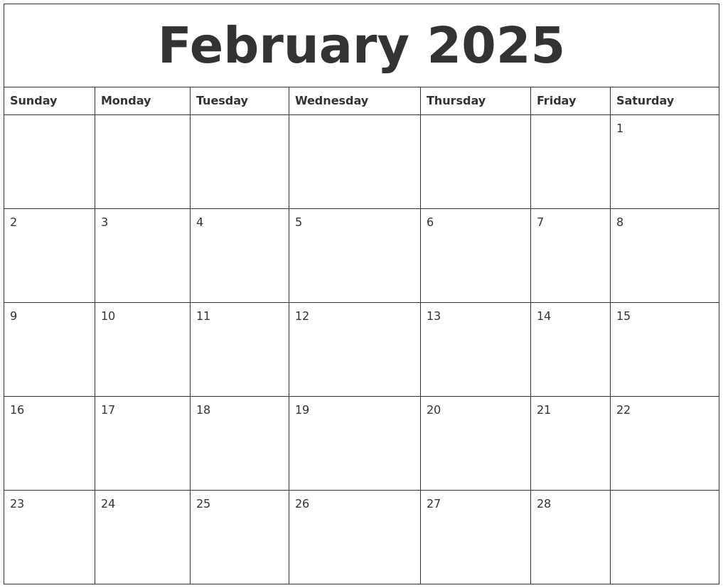 February 2025 Free Online Calendar