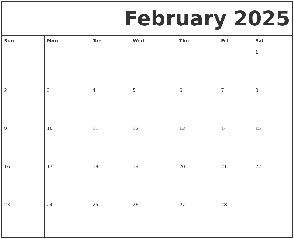 February 2025 Free Printable Calendar