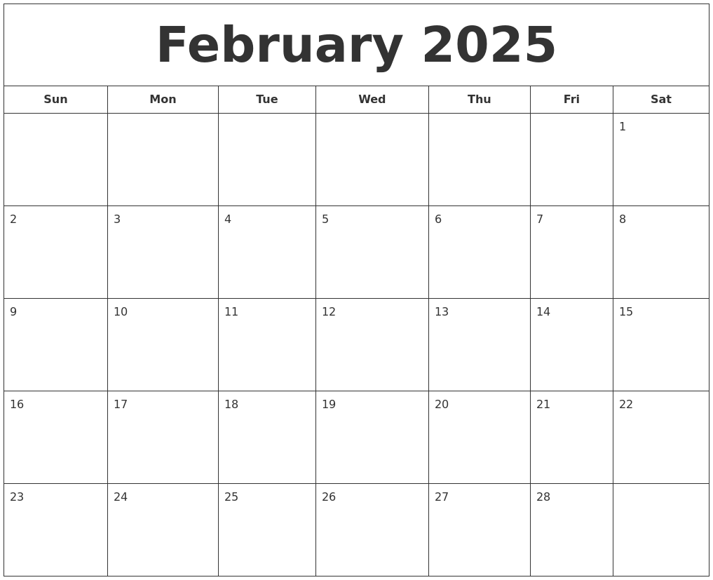 February 2025 Printable Calendar