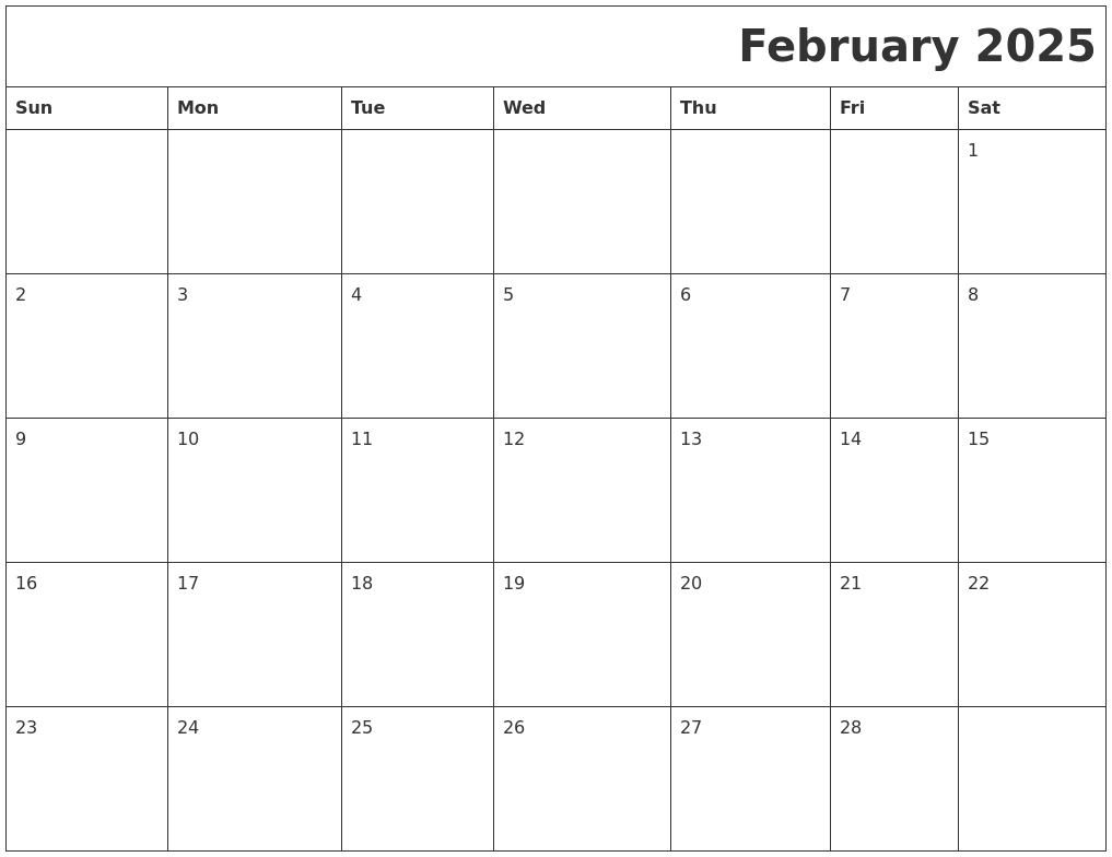 February 2025 Printable Calender